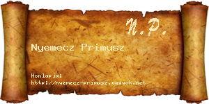Nyemecz Primusz névjegykártya